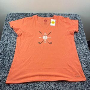 NEW Life is Good Crusher Tee Womens 2XL XXL Orange Golf Classic Fit  V Neck